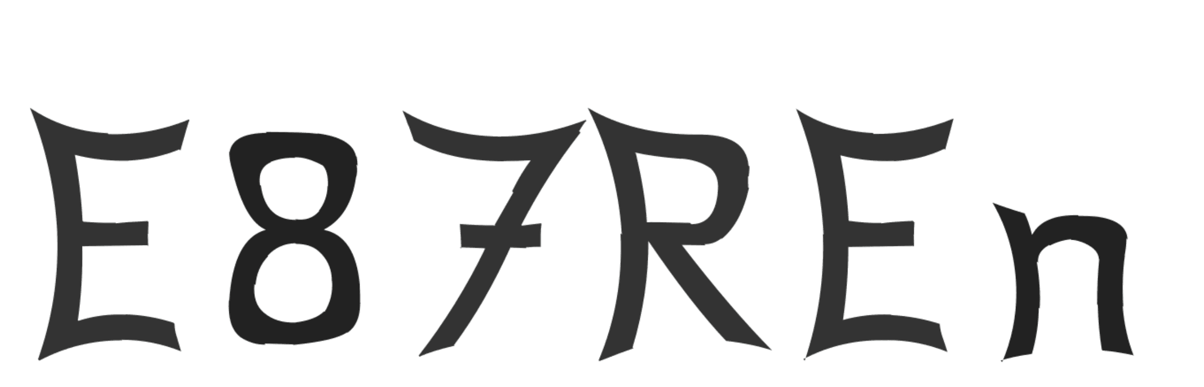 The final result — clean filled characters ready for OCR processing — 'E87REn' extracted with perfect clarity